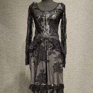 black and white lace pants set